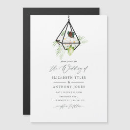 Invitación Magnética Boda Floral Boho Geométrico Terrarium