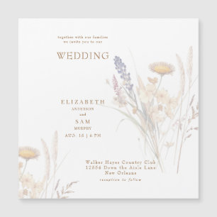 Invitación Magnética Boda floral de otoño cuadrada