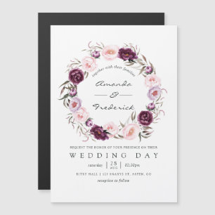 Invitación Magnética Boda Floral de Terciopelo Profundo