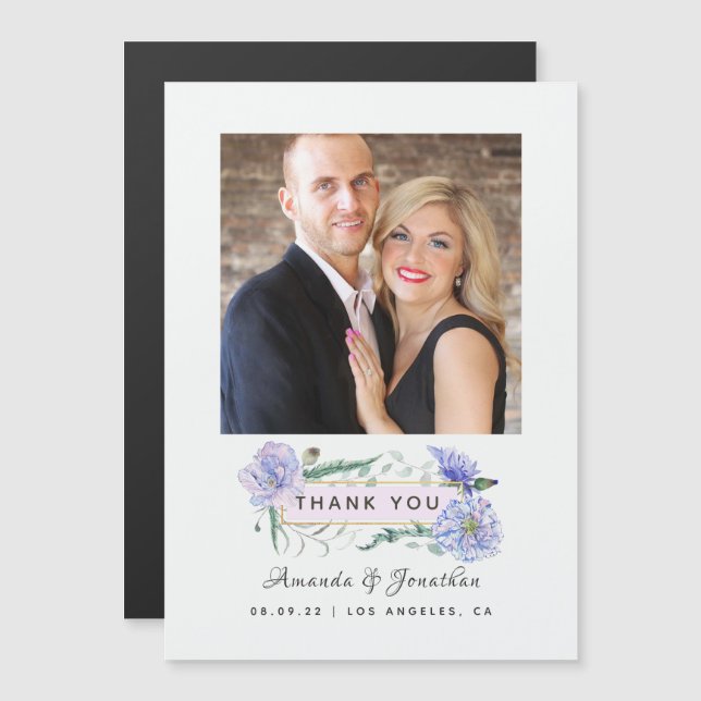 Invitación Magnética Boda floral geométrica Rubor Pink and Mint (Anverso/Reverso)