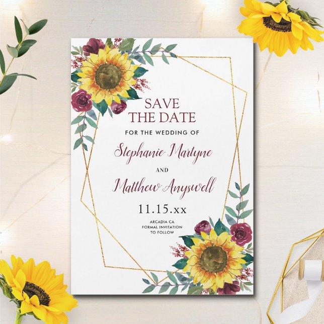 Invitación Magnética Boda floral moderna de girasol ruso (Subido por el creador)
