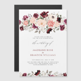 Invitación Magnética Boda floral ruso virtual de Rubor en Borgoña
