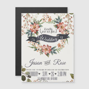 Invitación Magnética Boda floral simple