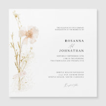 Boda Flores Prensadas Románticas Doradas y Rosadas