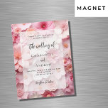 Invitación Magnética Boda florines rosas elegantes lujo<br><div class="desc">Flores Rubor rosa pastel como fondo. Personalice y agregue sus nombres y detalles.</div>