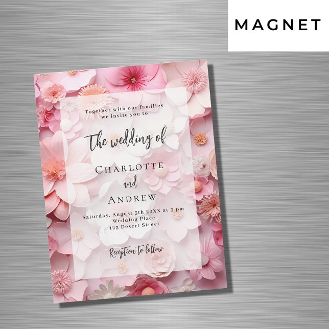 Invitación Magnética Boda florines rosas elegantes lujo (Subido por el creador)