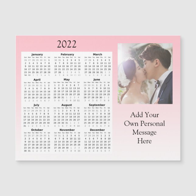 Invitación Magnética Boda Foto 2022 Mini Calendario Invita magnética (Anverso)