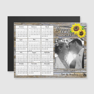 Invitación Magnética Boda Foto girasoles amarillos Calendario Mini 2021