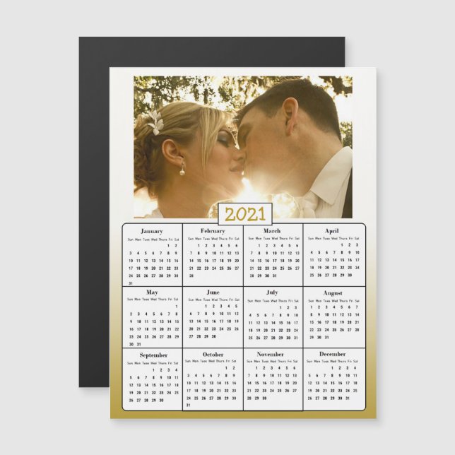 Invitación Magnética Boda Foto Oro 2021 Regalos A Favor (Anverso/Reverso)