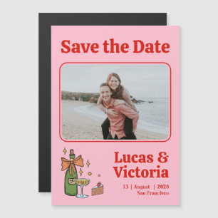 Invitación Magnética Boda fotográfica católica rosa retro - Salven la f