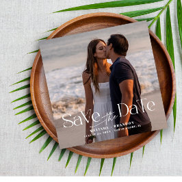 Invitación Magnética Boda fotográfico de tipografía moderna