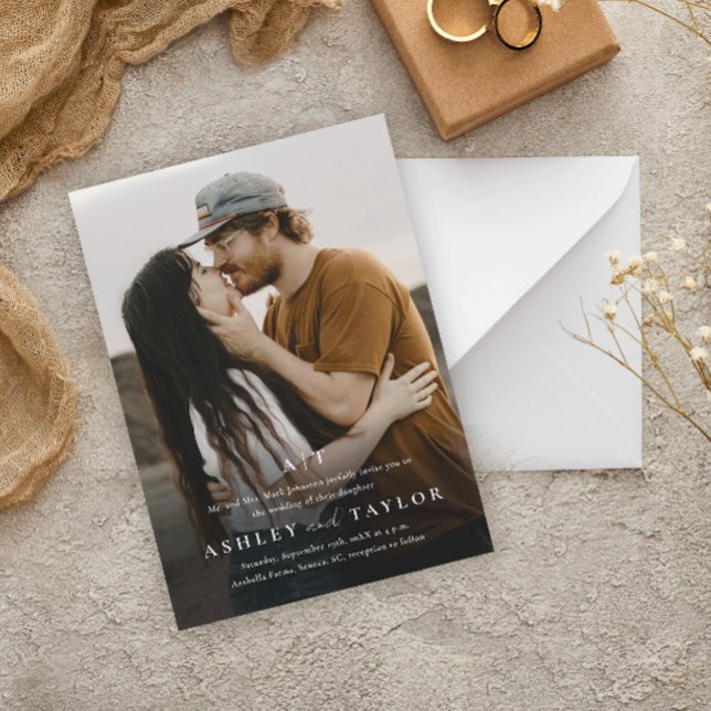 Invitación Magnética Boda fotográfico elegante de tipo monograma (Subido por el creador)