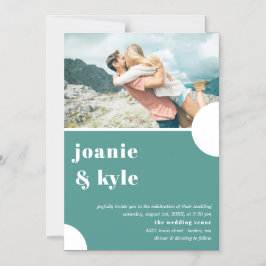 Invitación Magnética Boda fotográfico moderno de tipografía Verde azula