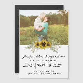 Invitación Magnética Boda fotográfico simple girasoles