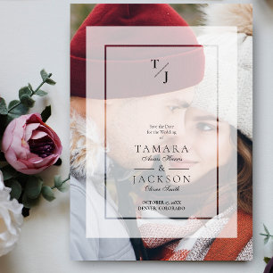 Invitación Magnética Boda fotográfico Vellum Transparency Initials