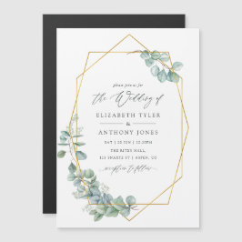 Invitación Magnética Boda geométrica de eucalipto acuarela