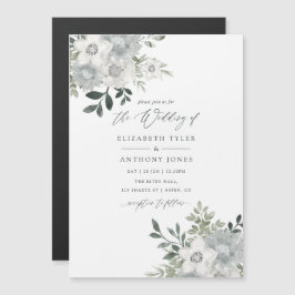 Invitación Magnética Boda geométrica de eucalipto con salvia plateada