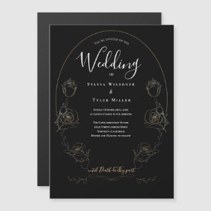 Invitación Magnética Boda gótico floral negro