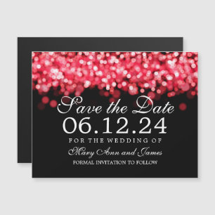 Invitación Magnética Boda Guarda La Fecha Luces Rojas