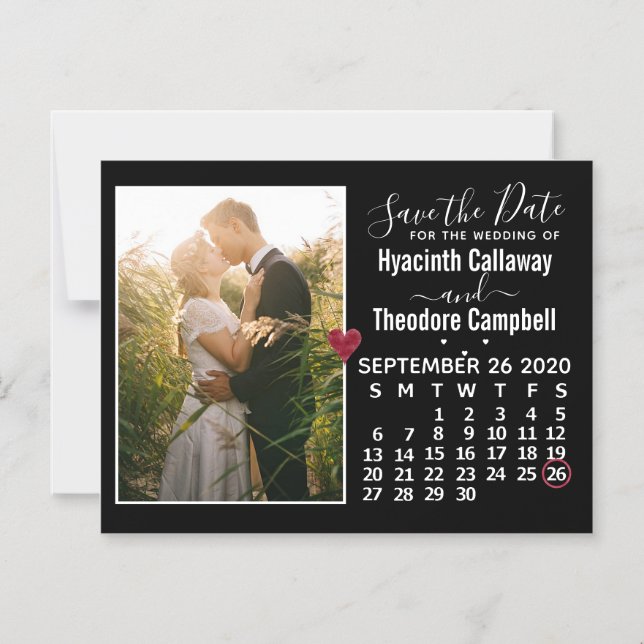 Invitación Magnética Boda Guardar el calendario de fecha de septiembre  (Anverso)