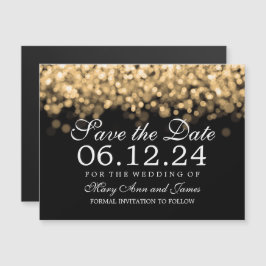 Invitación Magnética Boda Guardar La Fecha Luces De Oro