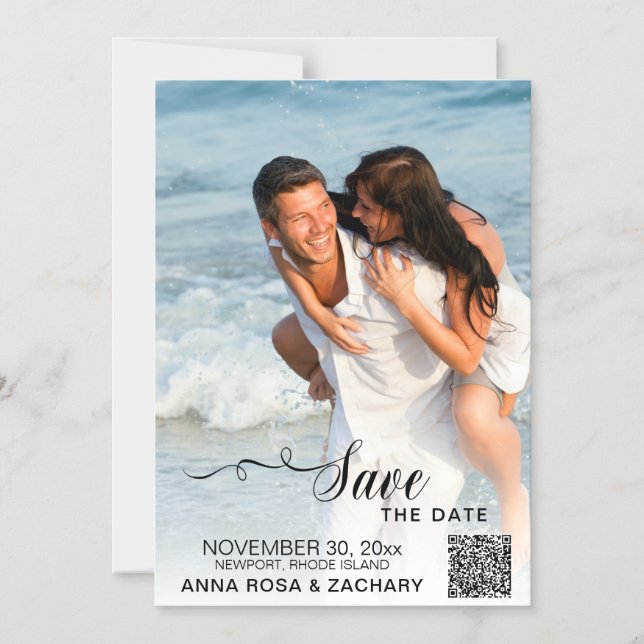 Invitación Magnética *~* BODA GUARDAR LA FECHA - Sitio web QR AR6 (Anverso)