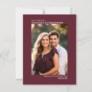 Invitación Magnética Boda Guardar la Fecha Vertical Foto Borgoña