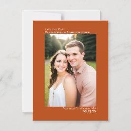 Invitación Magnética Boda Guardar la Fecha Vertical Foto Naranja Oxidad