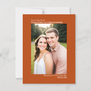 Invitación Magnética Boda Guardar la Fecha Vertical Foto Naranja Oxidad