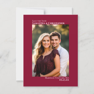 Invitación Magnética Boda Guardar la Fecha Vertical Foto Rojo Arándano