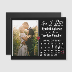 Invitación Magnética Boda Guardar la foto del calendario de abril de 20