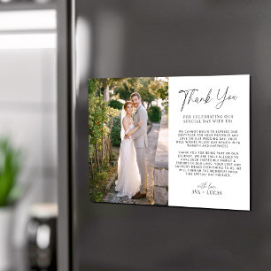 Invitación Magnética Boda horizontal minimo moderno. Gracias.