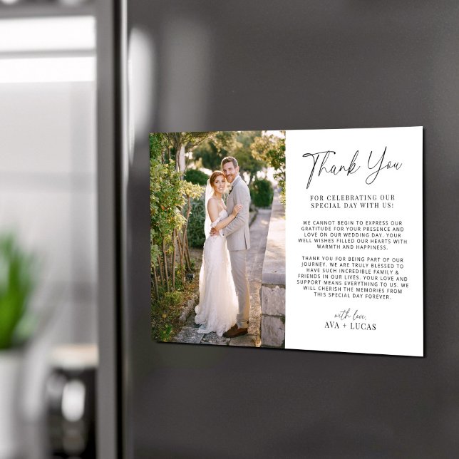 Invitación Magnética Boda horizontal minimo moderno. Gracias. (Subido por el creador)
