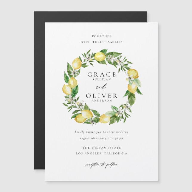 Invitación Magnética Boda Jardín Botánico de Limón y Vegetación (Anverso/Reverso)