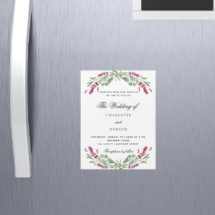 Invitación Magnética Boda lujoso de flores rosas de lavanda
