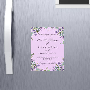 Invitación Magnética Boda lujoso de flores rosas de lavanda