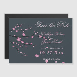 Invitación Magnética Boda Magnética Oscura De Cerezo Blossom Ahorra La 