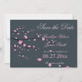 Invitación Magnética Boda Magnética Oscura De Cerezo Blossom Ahorra La 
