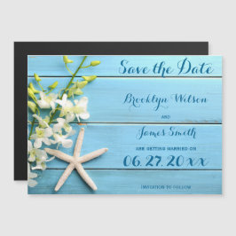 Invitación Magnética Boda Magnética Starfish Salvar La Fecha Orquídeas
