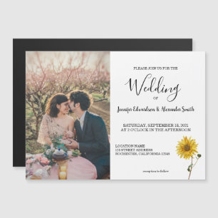 Invitación Magnética Boda magnético floral de girasol ruso