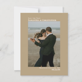 Invitación Magnética Boda mínima Guardar la fecha foto vertical Tan