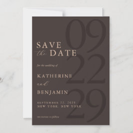 Invitación Magnética Boda Minimalista Marrón Moderna