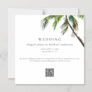 Invitación Magnética Boda moderna en la playa con palmera tropical