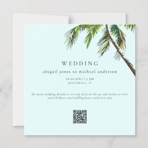 Invitación Magnética Boda moderna en la playa con palmera tropical espu