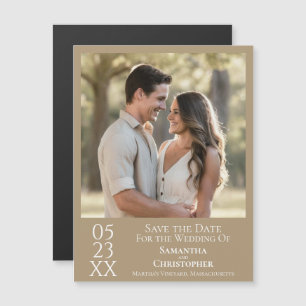 Invitación Magnética Boda Moderna Simple Foto de Guardar la Fecha Tan