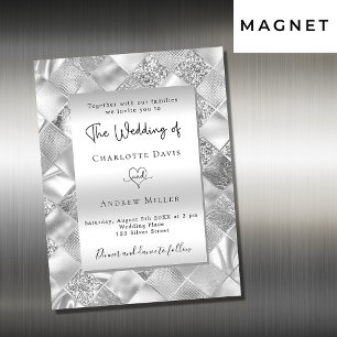 Invitación Magnética Boda moderno elegante y plateado