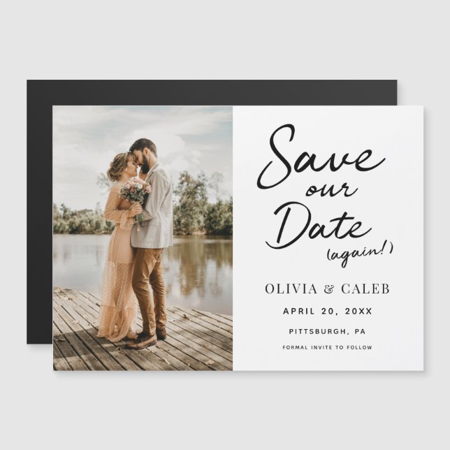 Invitación Magnética Boda moderno salva nuestra cita de nuevo magnética (Anverso/Reverso)