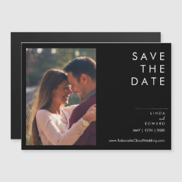 Invitación Magnética Boda Negra Tradicional Minimalista Moderna