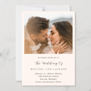 Invitación Magnética Boda Neutral Terrosa Moderna Foto