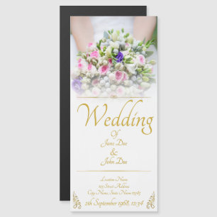 Invitación Magnética Boda - novia con ramo de novia colorido